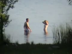 Lake sex with vehement erect fucking videotaped by a stranger